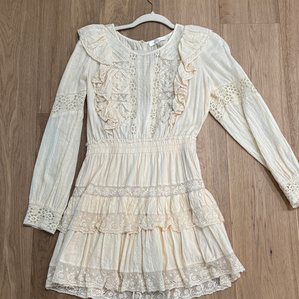 LoveShackFancy Cream Ruffle Dress